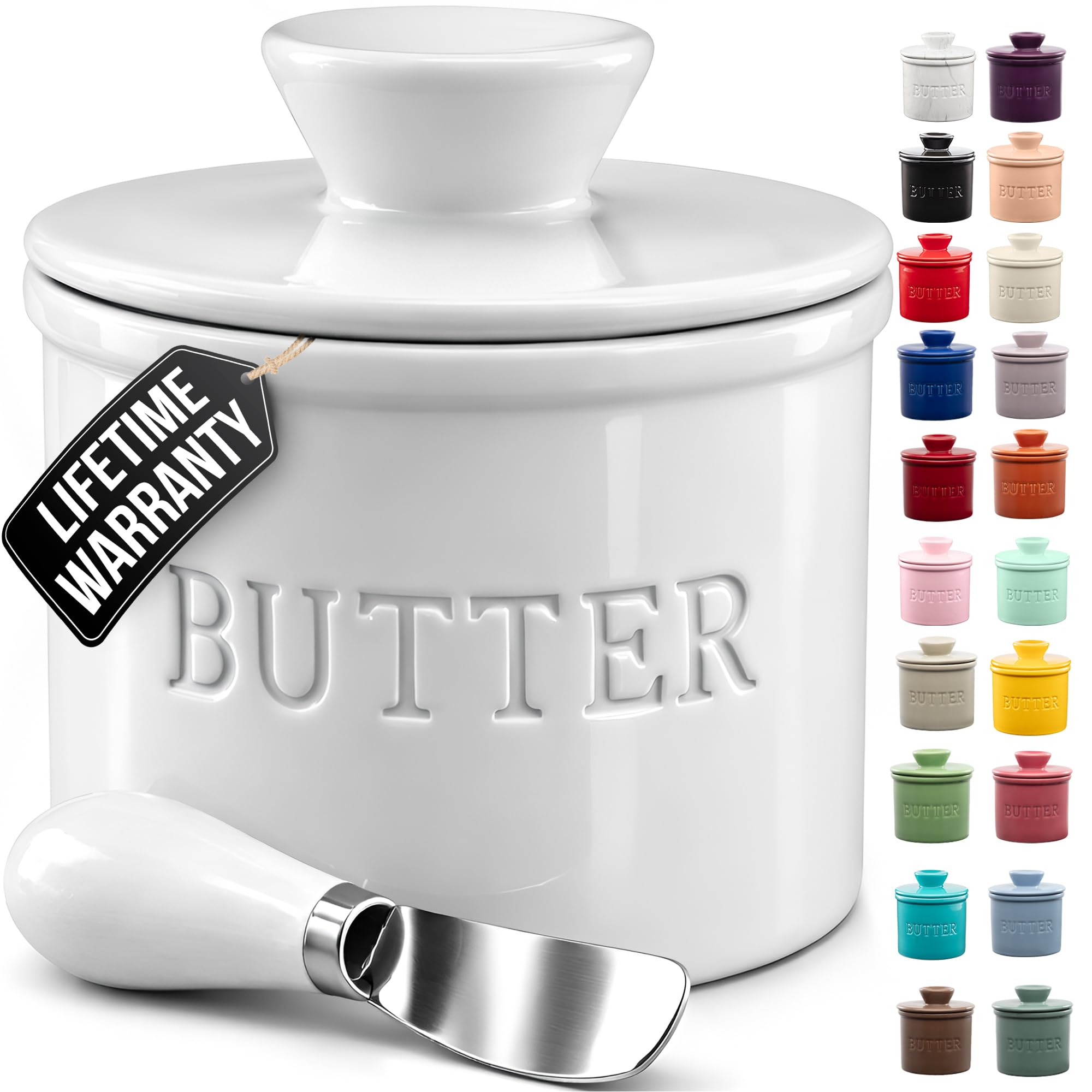 Amazon.com | Zulay Kitchen Bell Shaped Butter Crock with Lid for